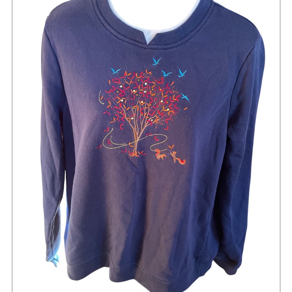 Breckenridge Vgt blue tree design sweatshirt large grandma core fall design